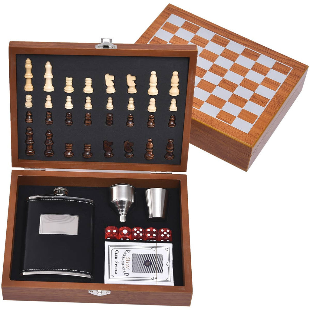 Personalized Game Night | Chess Flask Gift Set