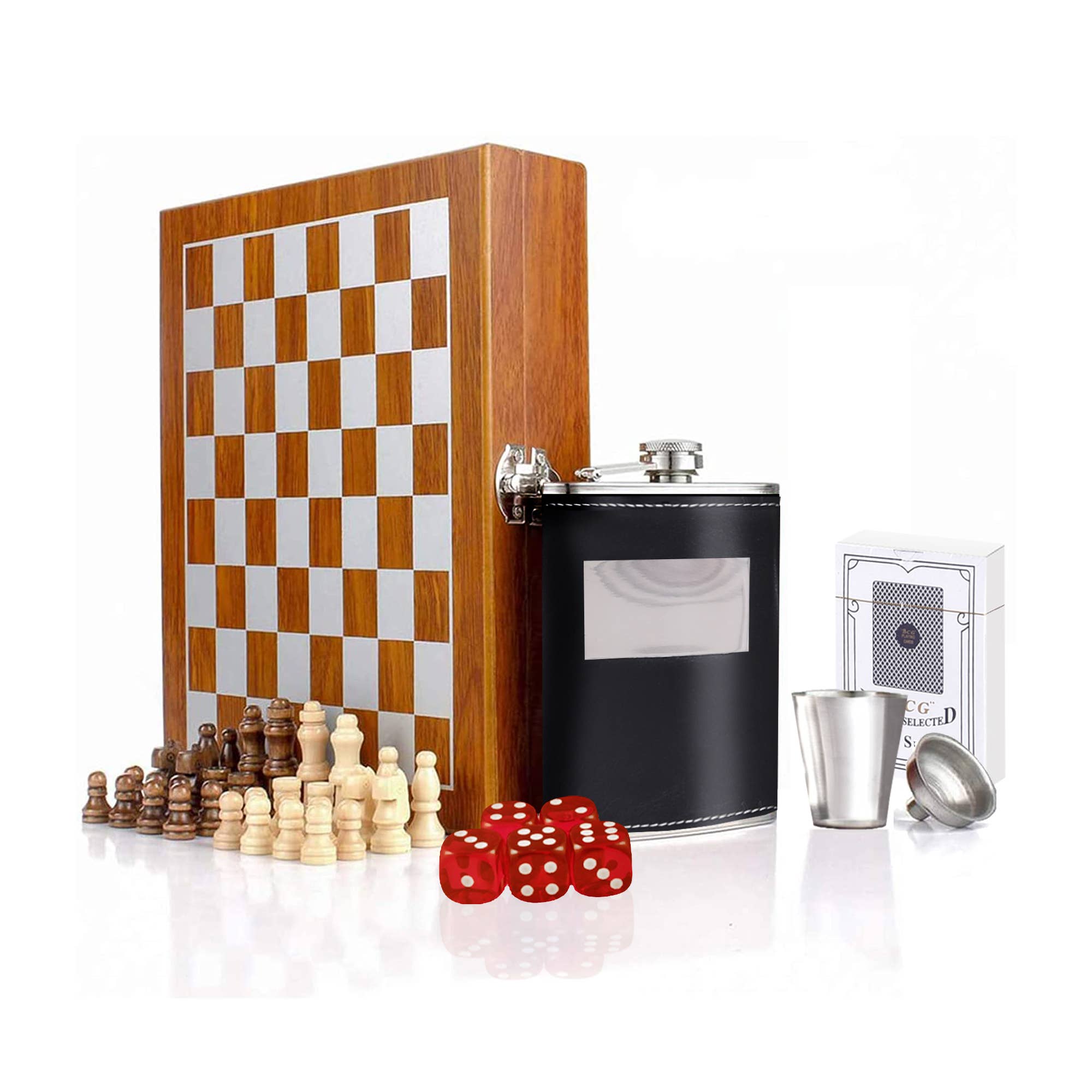 Personalized Game Night | Chess Flask Gift Set