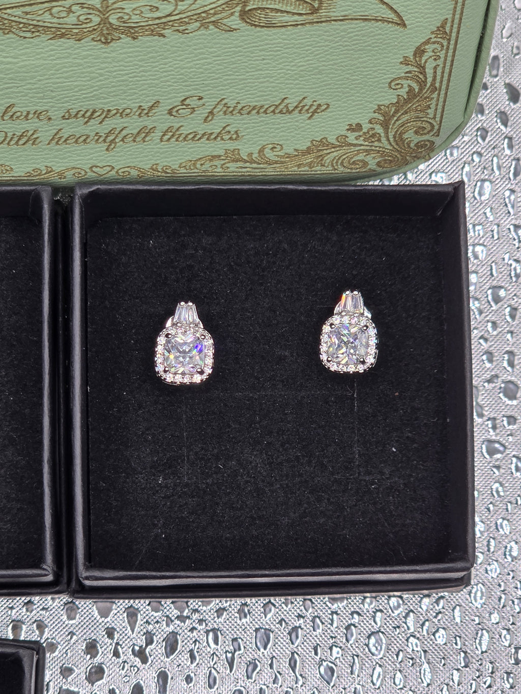 Bridesmaid Proposal Gift Box – Sterling Silver Necklace & Earring Set, Engraved Name on Lid
