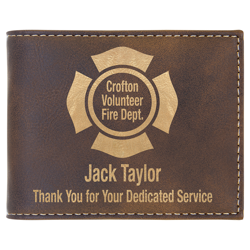 Personalized Leather Bifold / trifold Wallet w/ ID insert RFID
