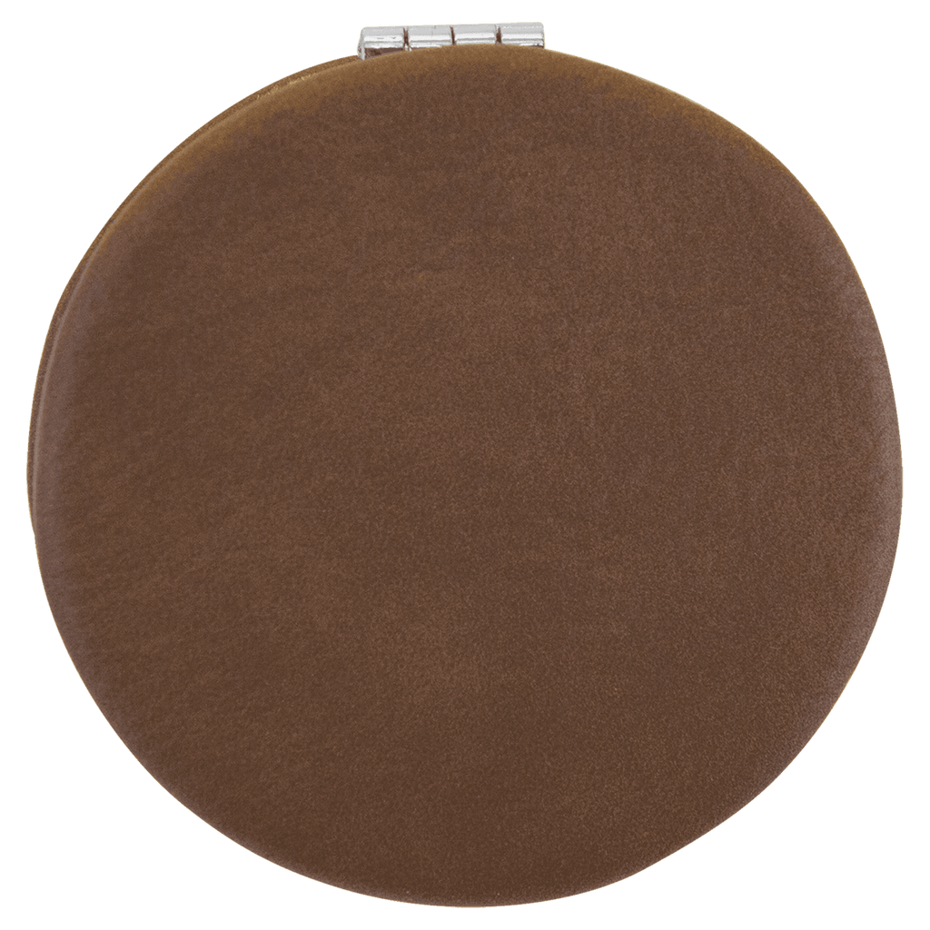 Personalized Compact Mirror – Custom Engraved Leatherette Pocket Mirror with Monogram, Name, or Logo