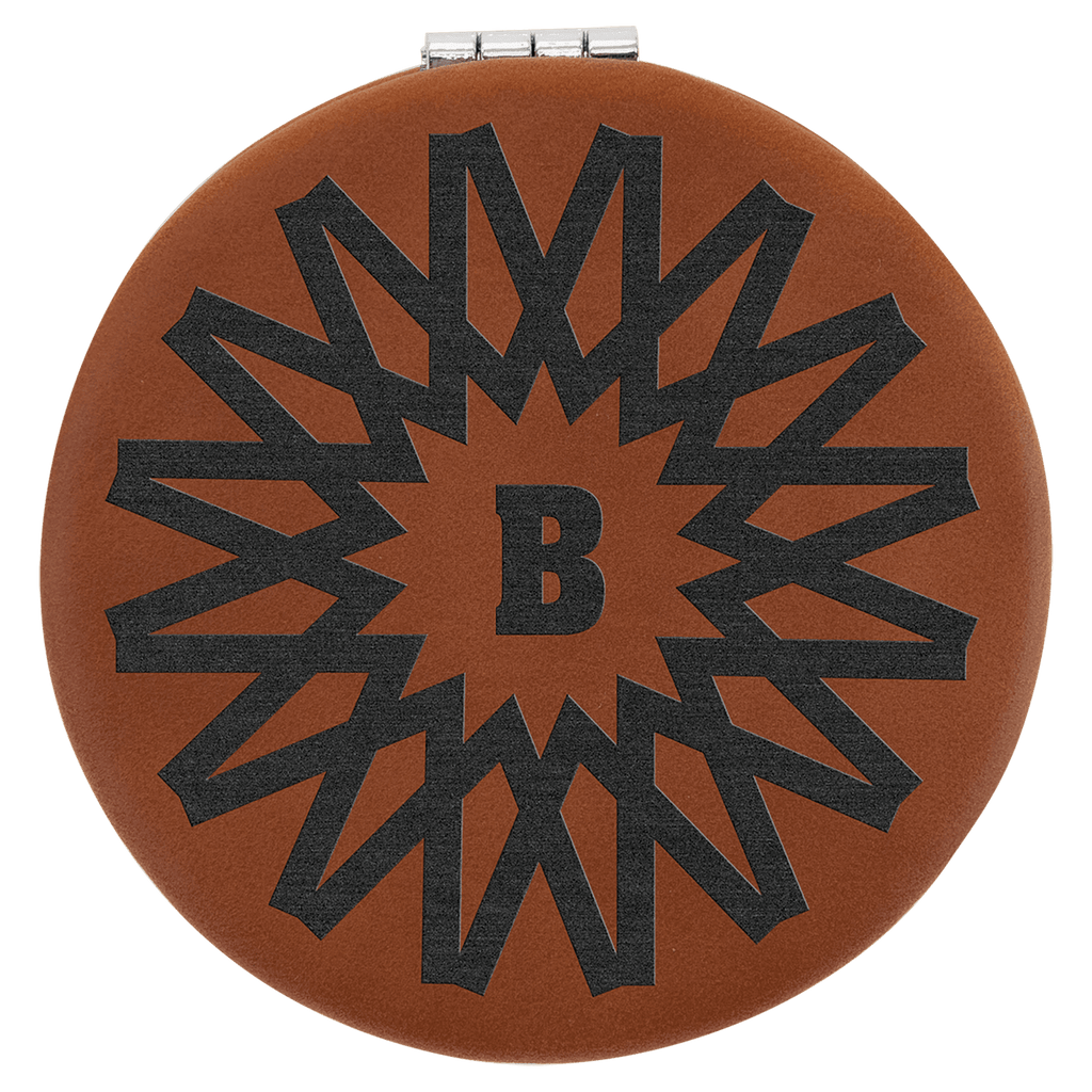 Personalized Compact Mirror – Custom Engraved Leatherette Pocket Mirror with Monogram, Name, or Logo