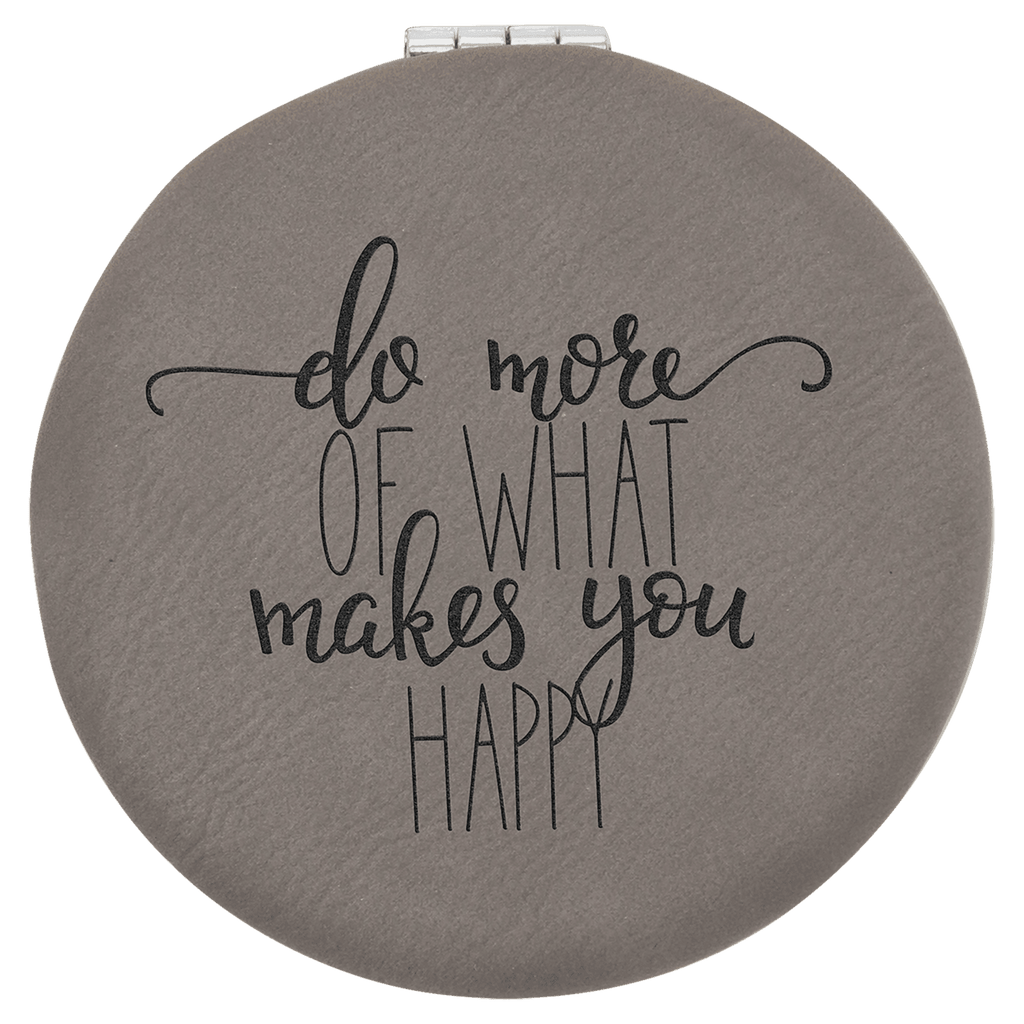 Personalized Compact Mirror – Custom Engraved Leatherette Pocket Mirror with Monogram, Name, or Logo