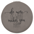 Personalized Compact Mirror – Custom Engraved Leatherette Pocket Mirror with Monogram, Name, or Logo