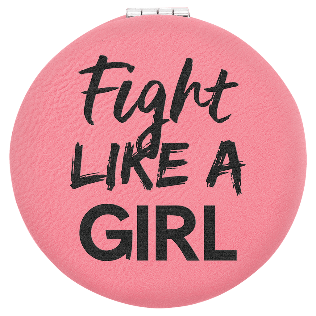 Personalized Compact Mirror – Custom Engraved Leatherette Pocket Mirror with Monogram, Name, or Logo