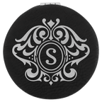 Personalized Compact Mirror – Custom Engraved Leatherette Pocket Mirror with Monogram, Name, or Logo