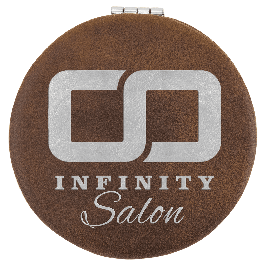Personalized Compact Mirror – Custom Engraved Leatherette Pocket Mirror with Monogram, Name, or Logo