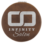 Personalized Compact Mirror – Custom Engraved Leatherette Pocket Mirror with Monogram, Name, or Logo