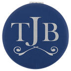 Personalized Compact Mirror – Custom Engraved Leatherette Pocket Mirror with Monogram, Name, or Logo