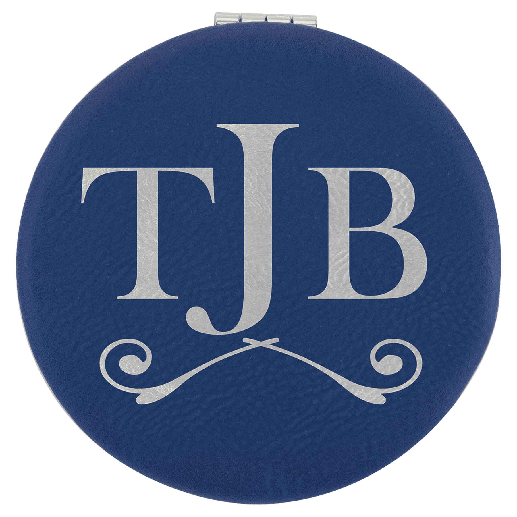 Personalized Compact Mirror – Custom Engraved Leatherette Pocket Mirror with Monogram, Name, or Logo