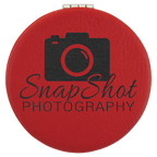 Personalized Compact Mirror – Custom Engraved Leatherette Pocket Mirror with Monogram, Name, or Logo
