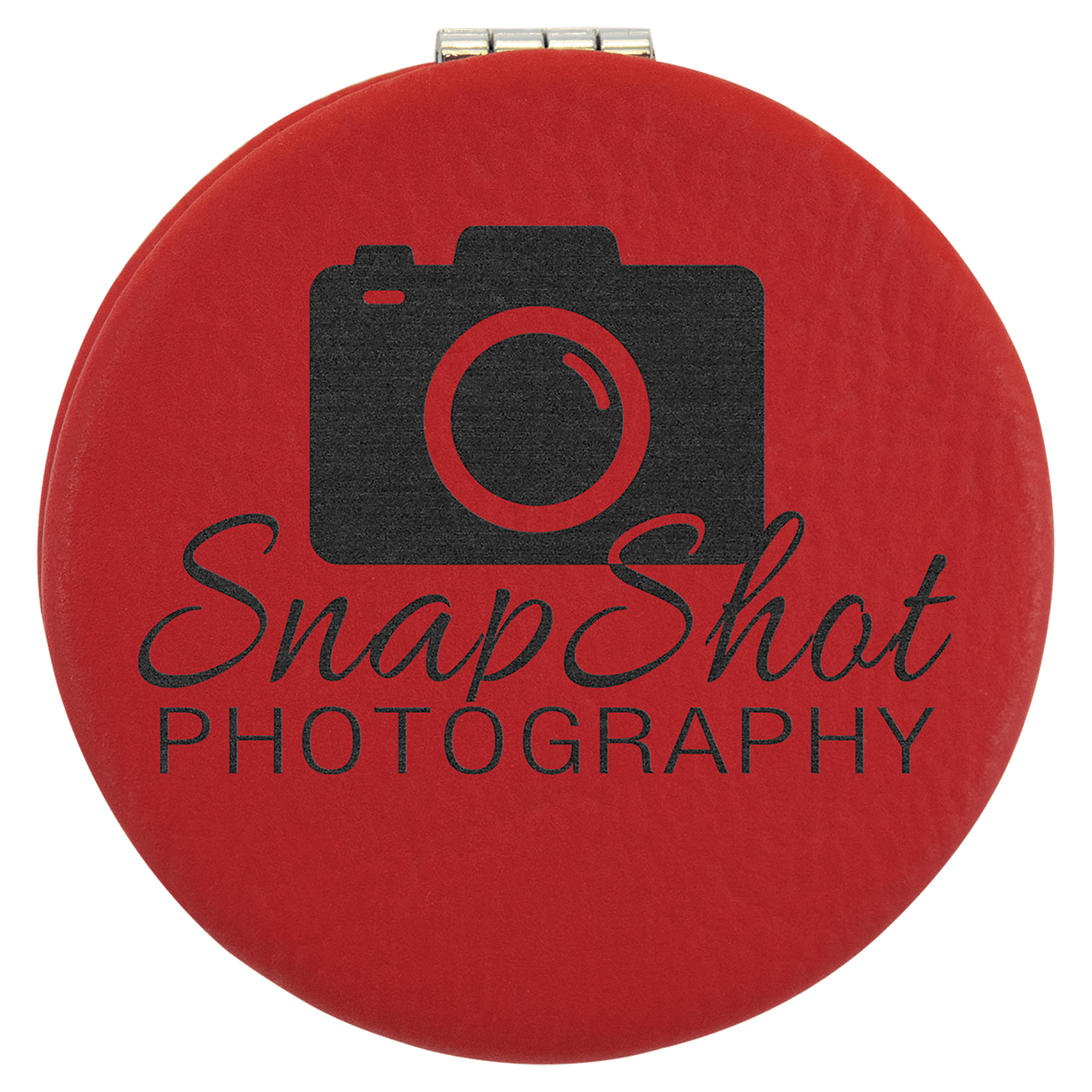 Personalized Compact Mirror – Custom Engraved Leatherette Pocket Mirror with Monogram, Name, or Logo