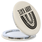 Personalized Compact Mirror – Custom Engraved Leatherette Pocket Mirror with Monogram, Name, or Logo