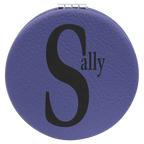 Personalized Compact Mirror – Custom Engraved Leatherette Pocket Mirror with Monogram, Name, or Logo