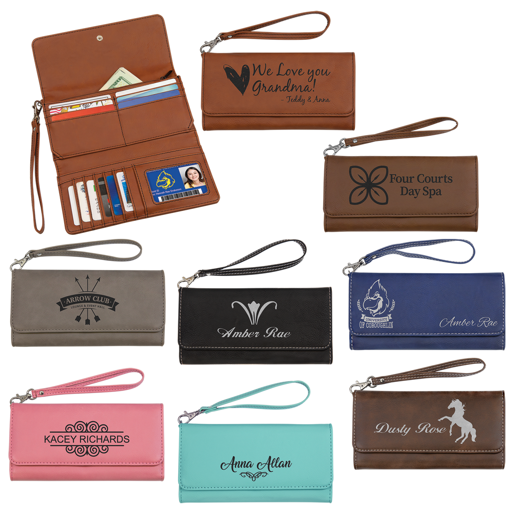Leather Wristlet Wallet- Women's Clutch Wallet with Wrist Strap