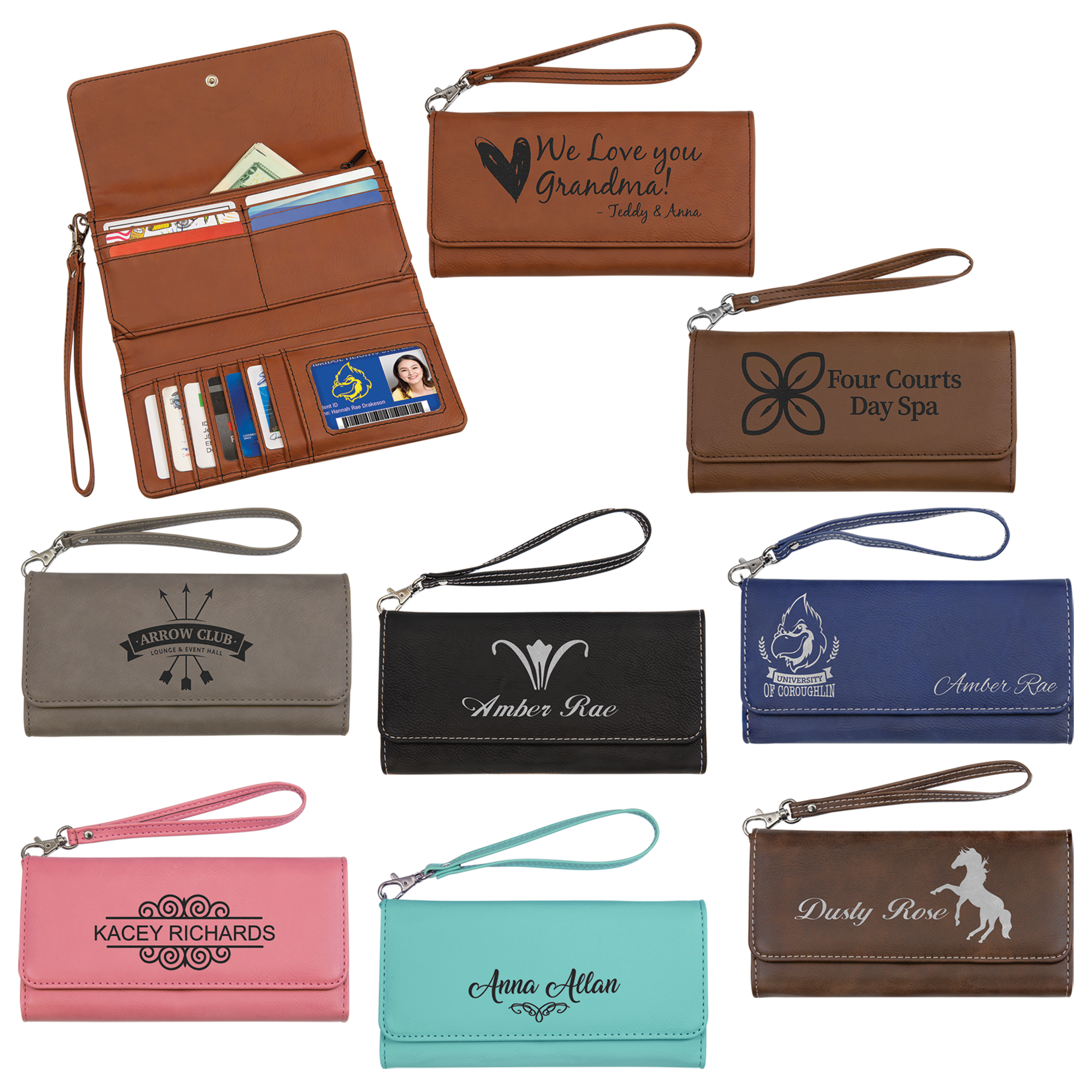 Leather Wristlet Wallet- Women's Clutch Wallet with Wrist Strap