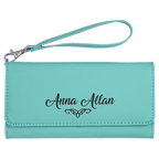 Leather Wristlet Wallet- Women's Clutch Wallet with Wrist Strap