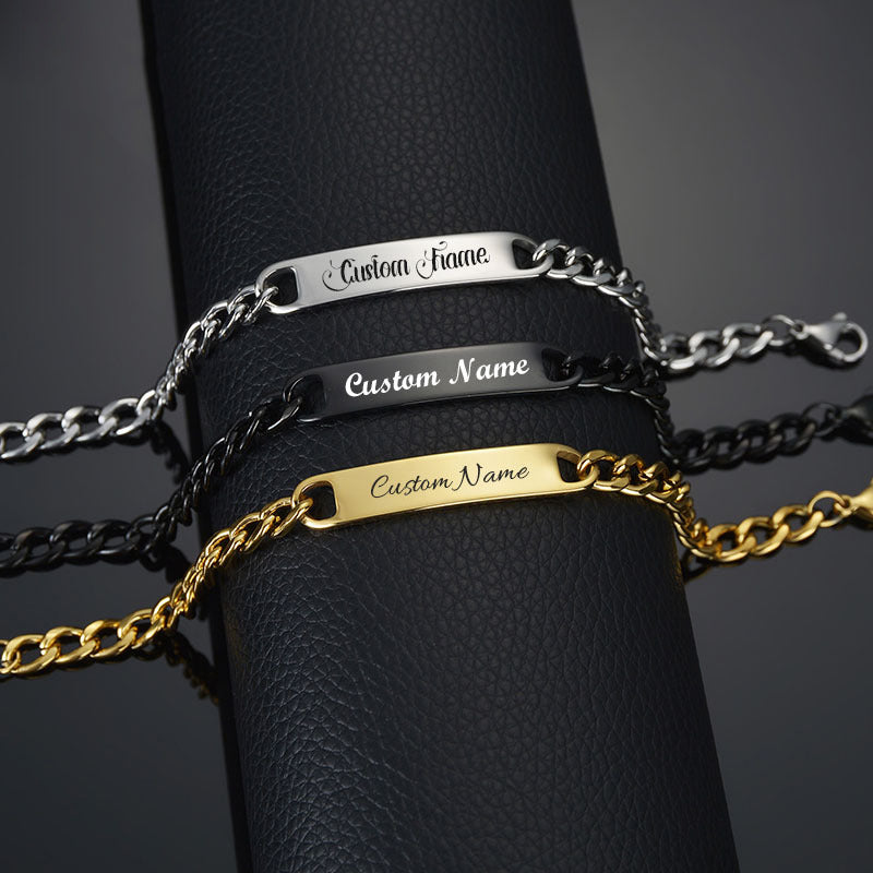 Personalized Stainless Steel Cuban Link ID Bracelet