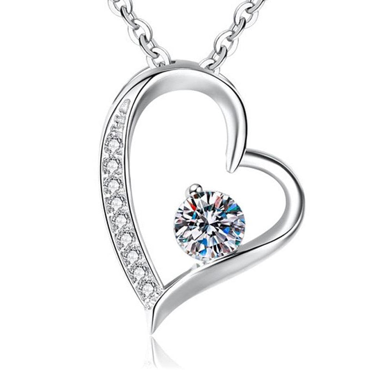 Petite 0.4ct heart moissanite necklace in 925 sterling silver