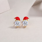 Santa hat moissanite stud earrings, a Christmas jewelry gift