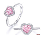 Sterling silver ring with a pink heart-cut stone