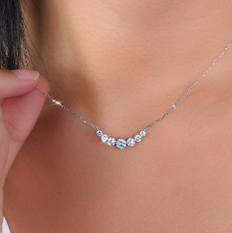 Moissanite solitaire necklace, D color VVS1, 925 sterling silver