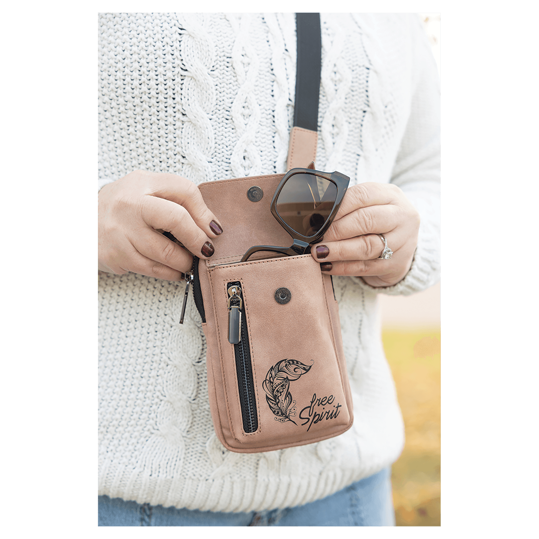 Vegan Leather Crossbody Bag RFID Protected