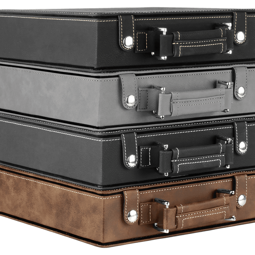 Personalized Leather Poker Chip Case Set – Custom Engraved Travel Poker Game Set with Cards & Dice