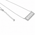 Sterling silver CZ bar necklace in gold finish, ready for custom engraving