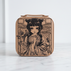 Anime Girl Engraved Leather Jewelry Case