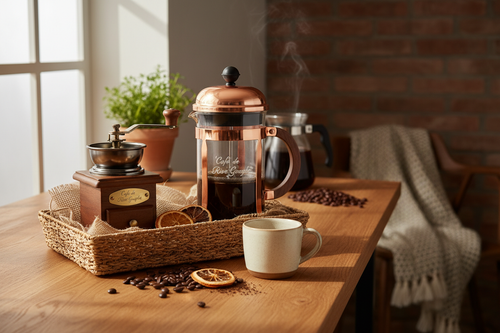 Personalized Coffee Press Gift Set – Lifestyle Shot