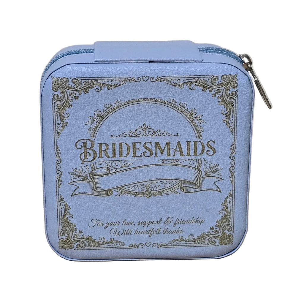 Bridesmaid Proposal Gift Box – Sterling Silver Necklace & Earring Set, Engraved Name on Lid