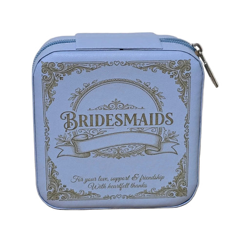 Bridesmaid Proposal Gift Box – Sterling Silver Necklace & Earring Set, Engraved Name on Lid