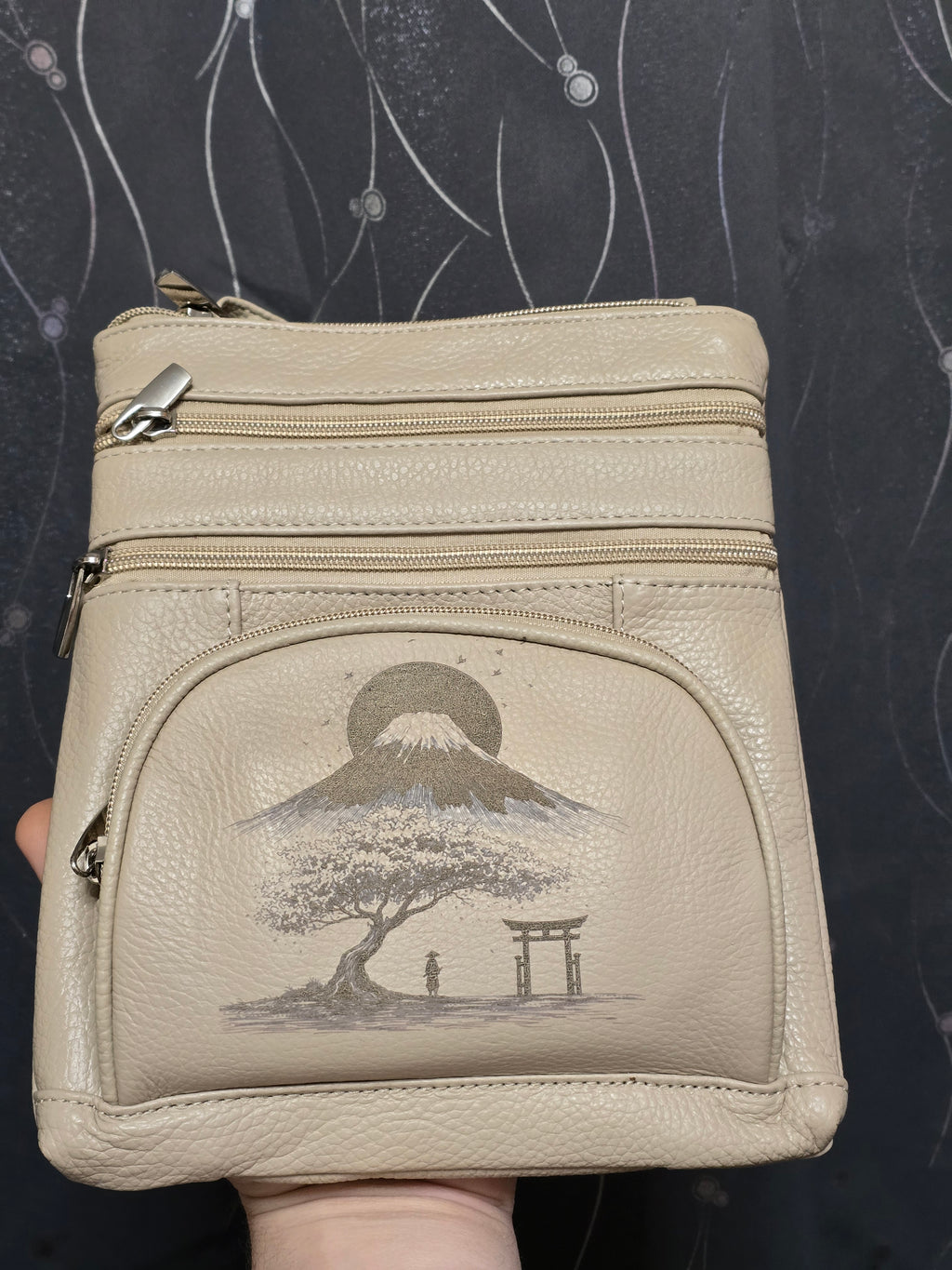 Genuine Leather Square Flat Crossbody Bag