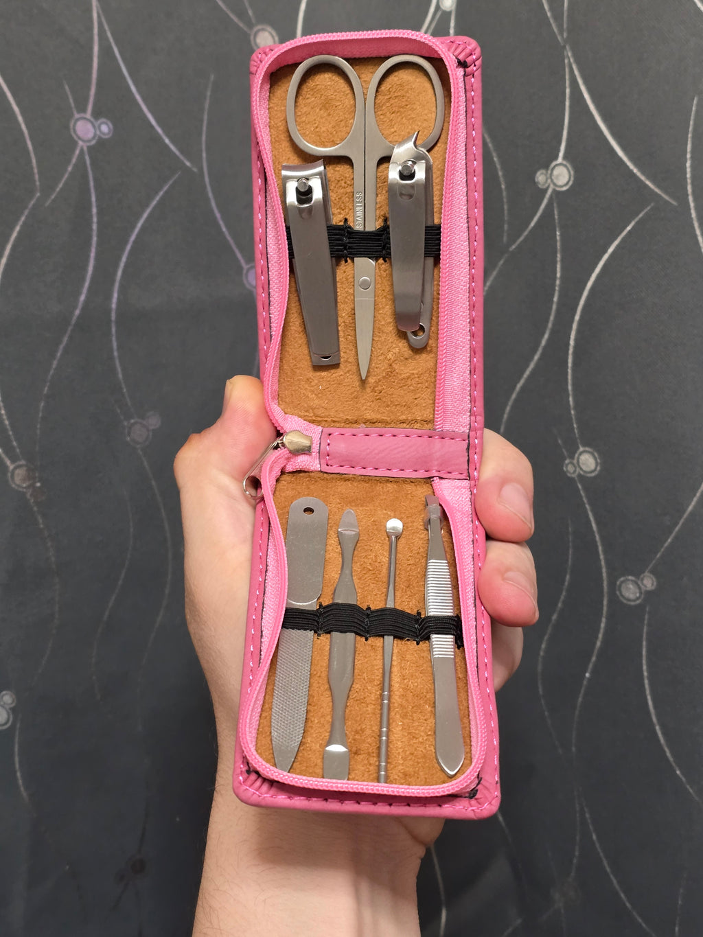 7-Piece Personalized Leatherette Manicure Set (predesigned- Add your name)