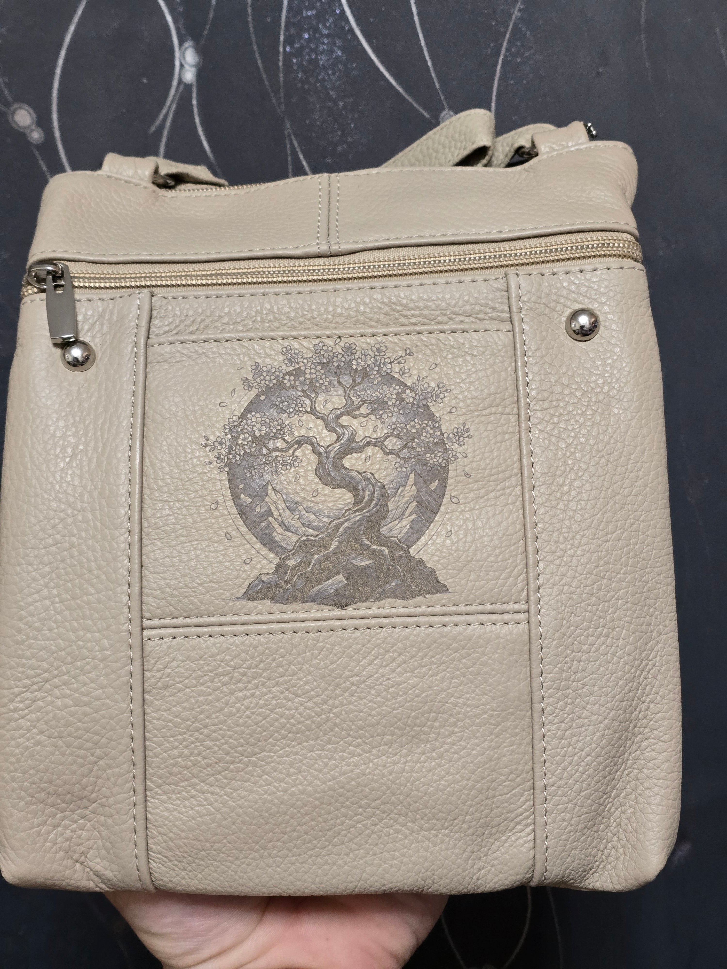 Genuine Leather Square Flat Crossbody Bag