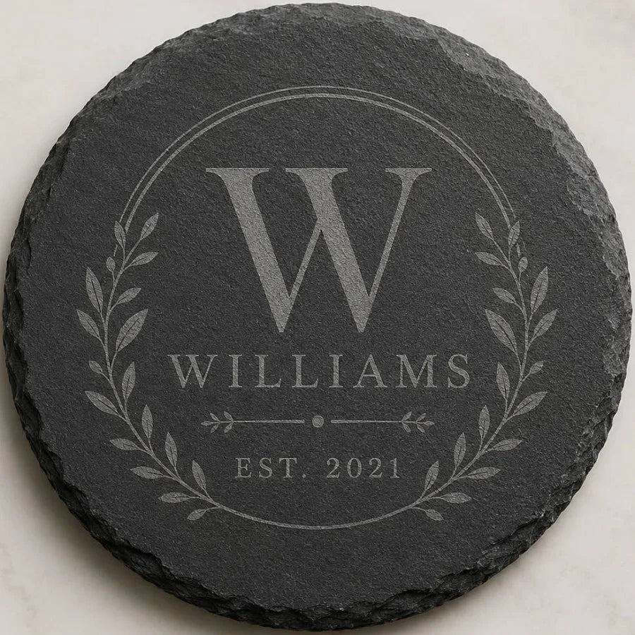 Custom engraved slate coasters, set of 4